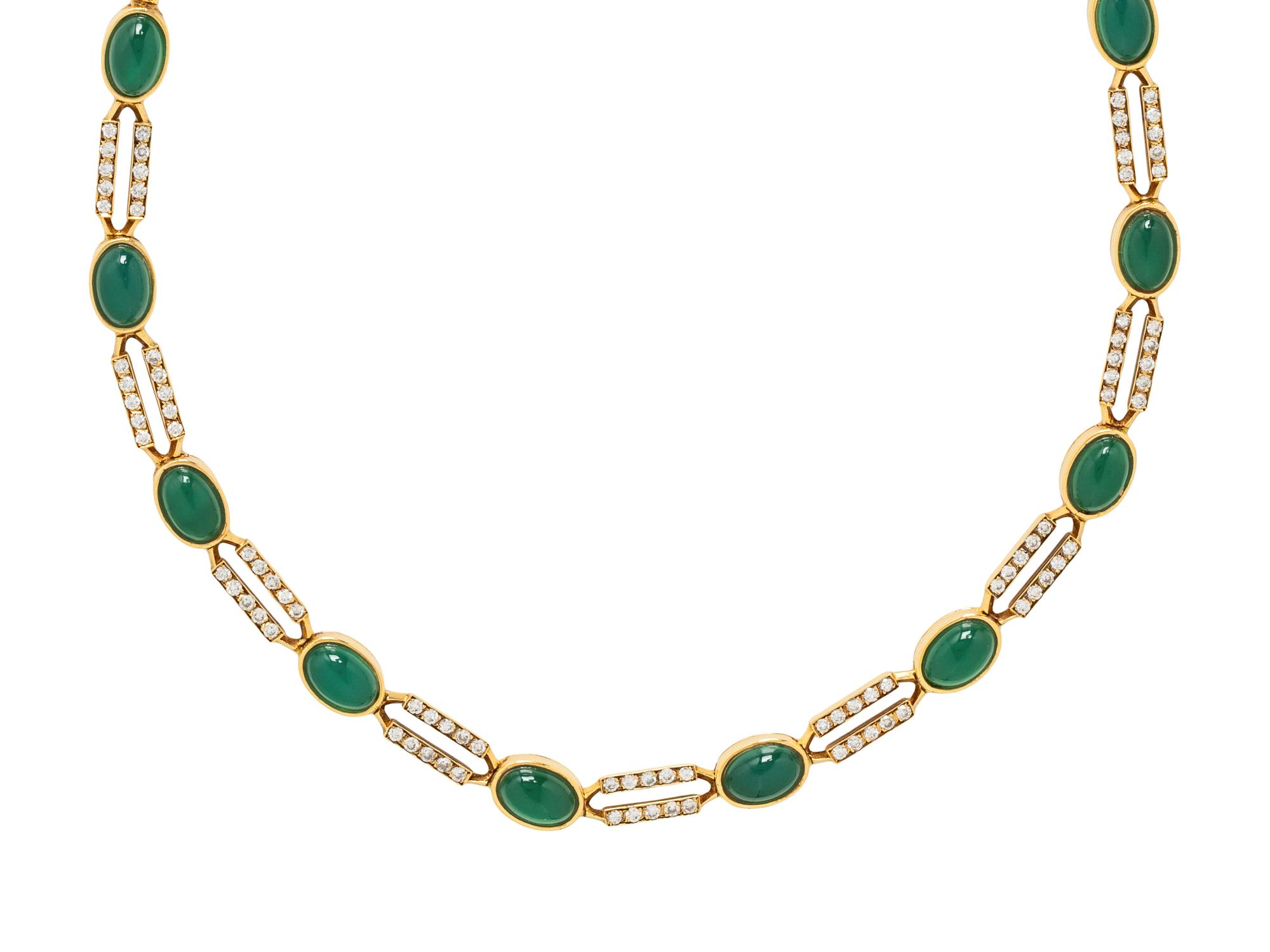 VAN CLEEF & ARPELS, CHALCEDONY AND DIAMOND NECKLACE
