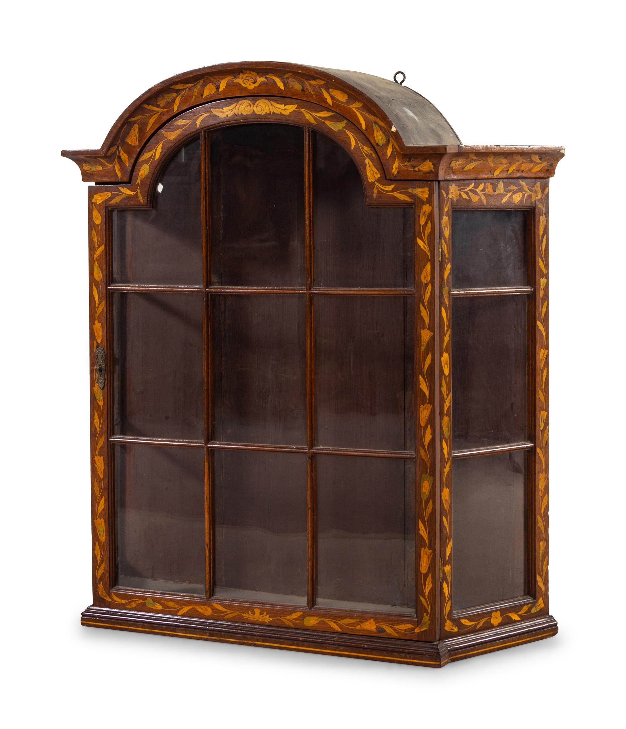 A Dutch Marquetry Vitrine Cabinet