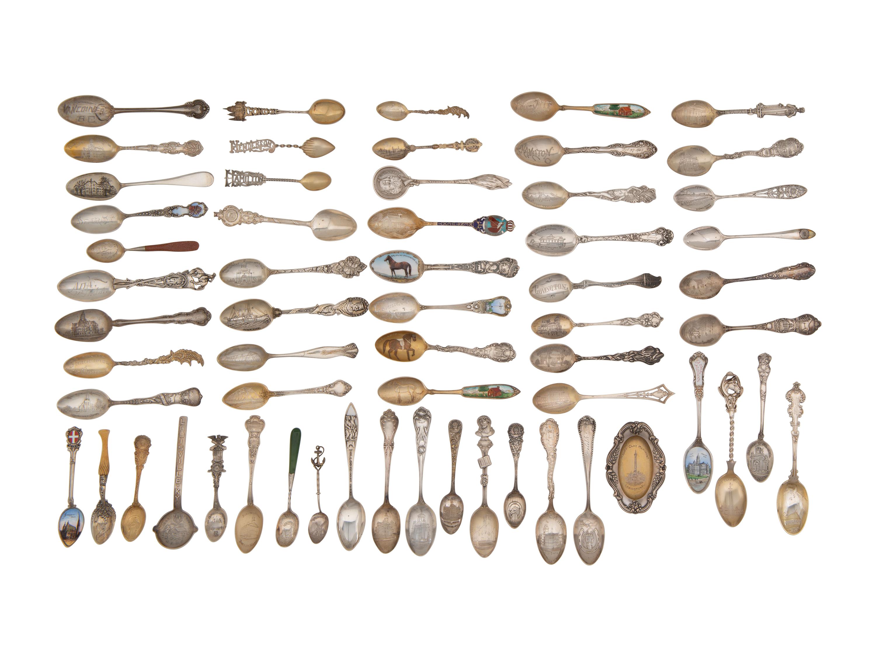 A Collection of Silver Souvenir Spoons