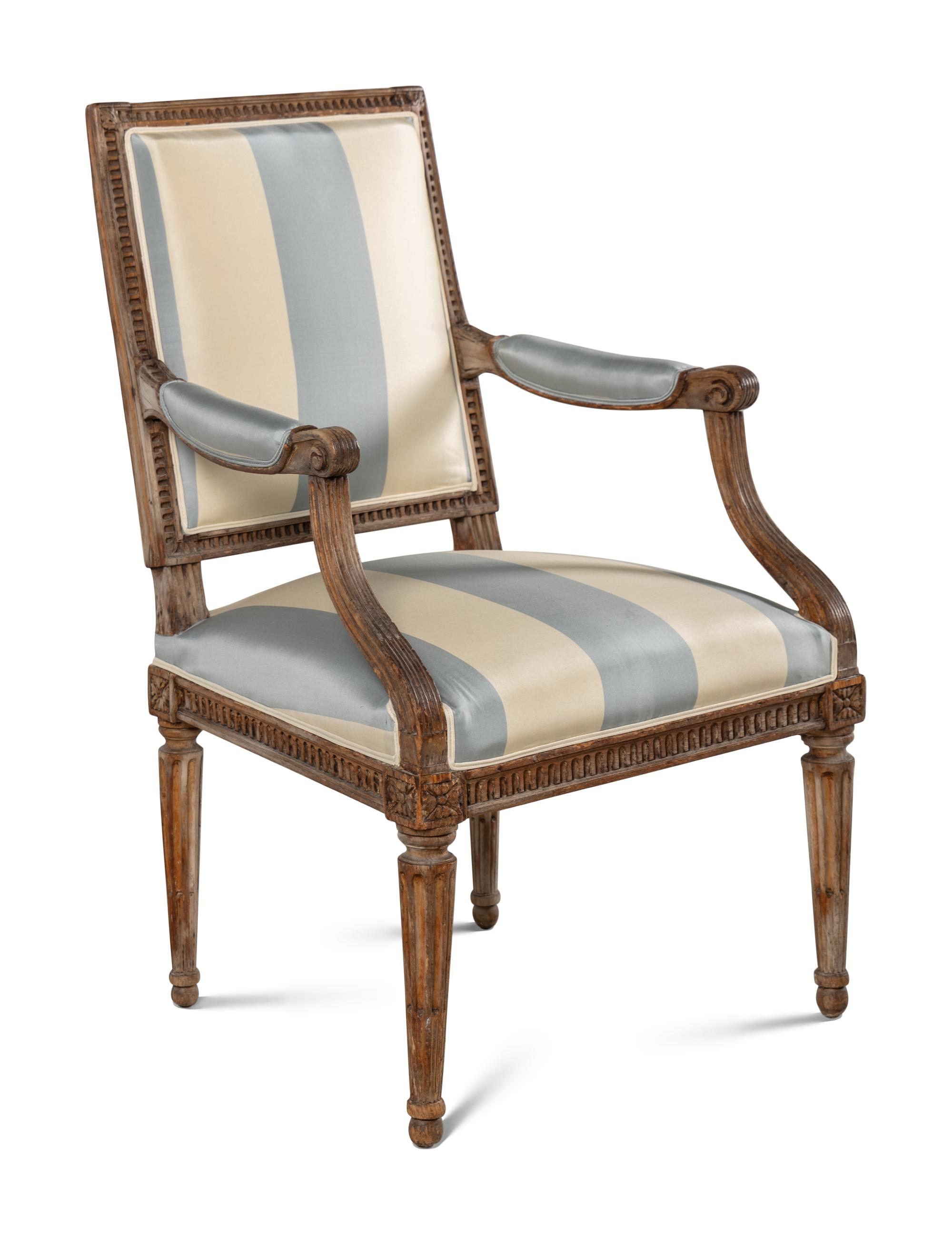 A Louis XVI Gray-Painted Fauteuil