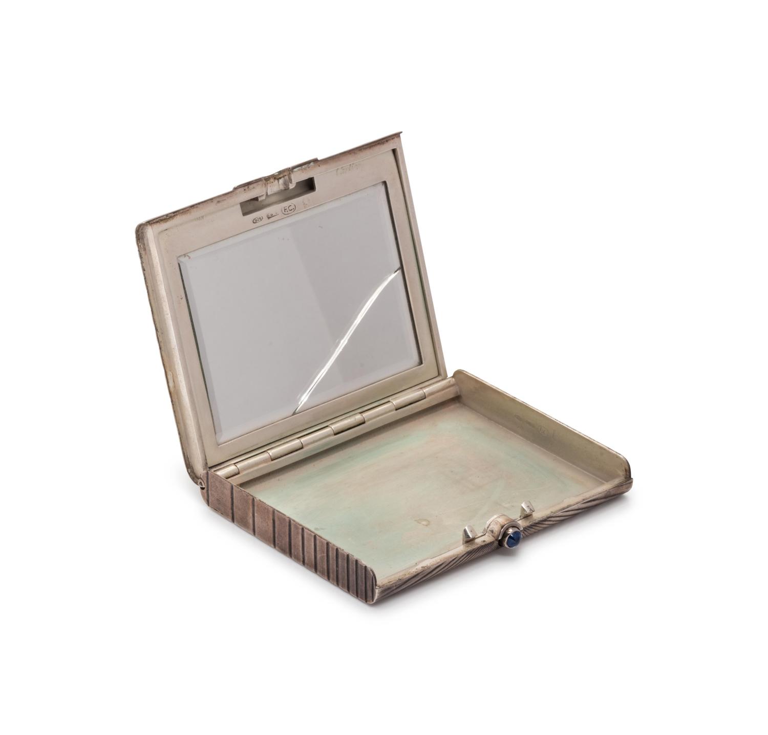 Cartier, Sterling Silver and Sapphire Compact