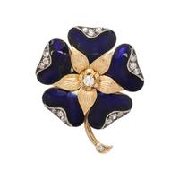 ENAMEL AND DIAMOND FLOWER BROOCH