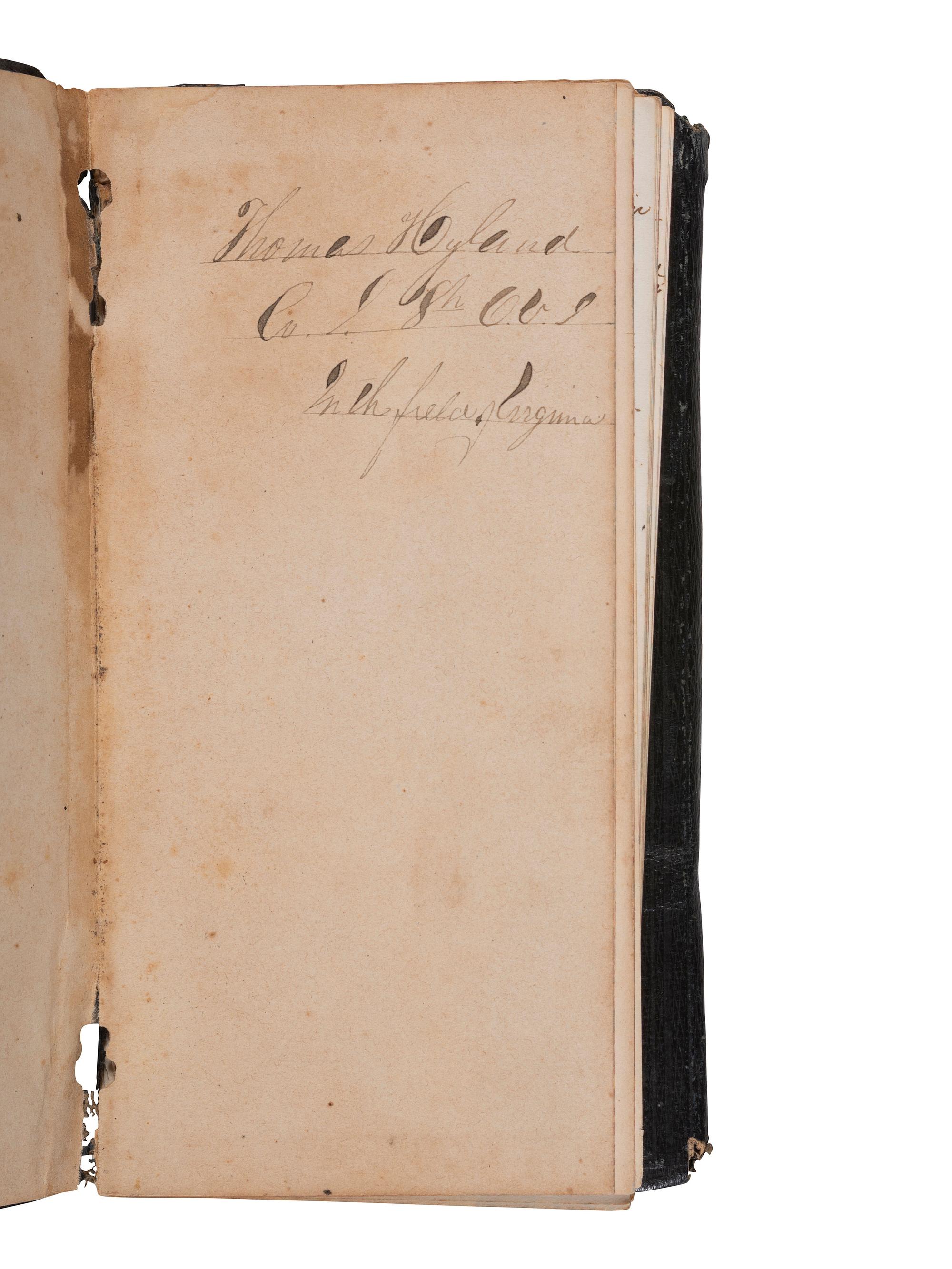 [CIVIL WAR]. Diary of Pvt. Thomas Hyland, 8th Ohio Volunteer Infantry, with Gettysburg content incl. PICKETT'S CHARGE. 1863.