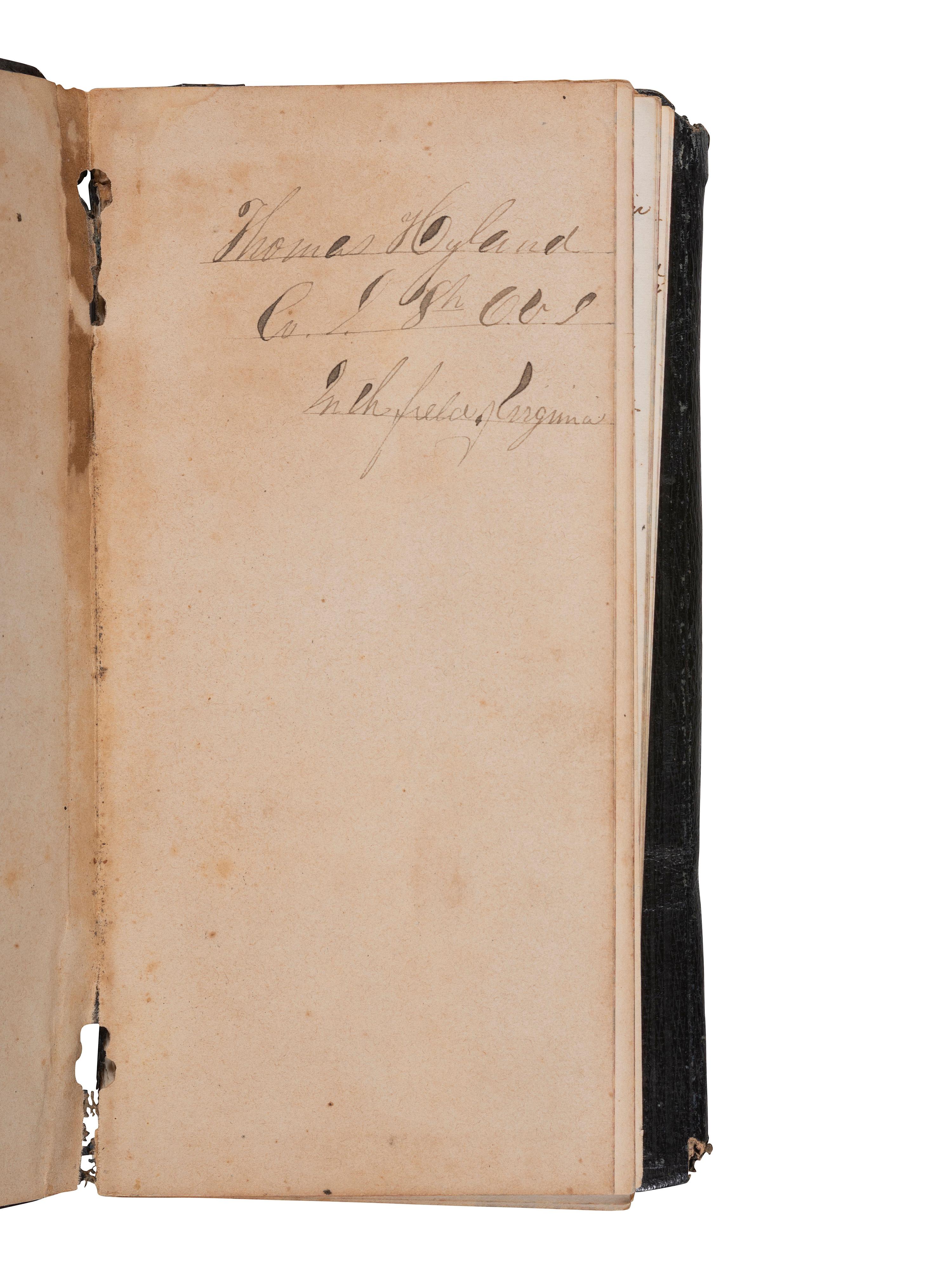 [CIVIL WAR]. Diary of Pvt. Thomas Hyland, 8th Ohio Volunteer Infantry, with Gettysburg content incl. PICKETT'S CHARGE. 1863.