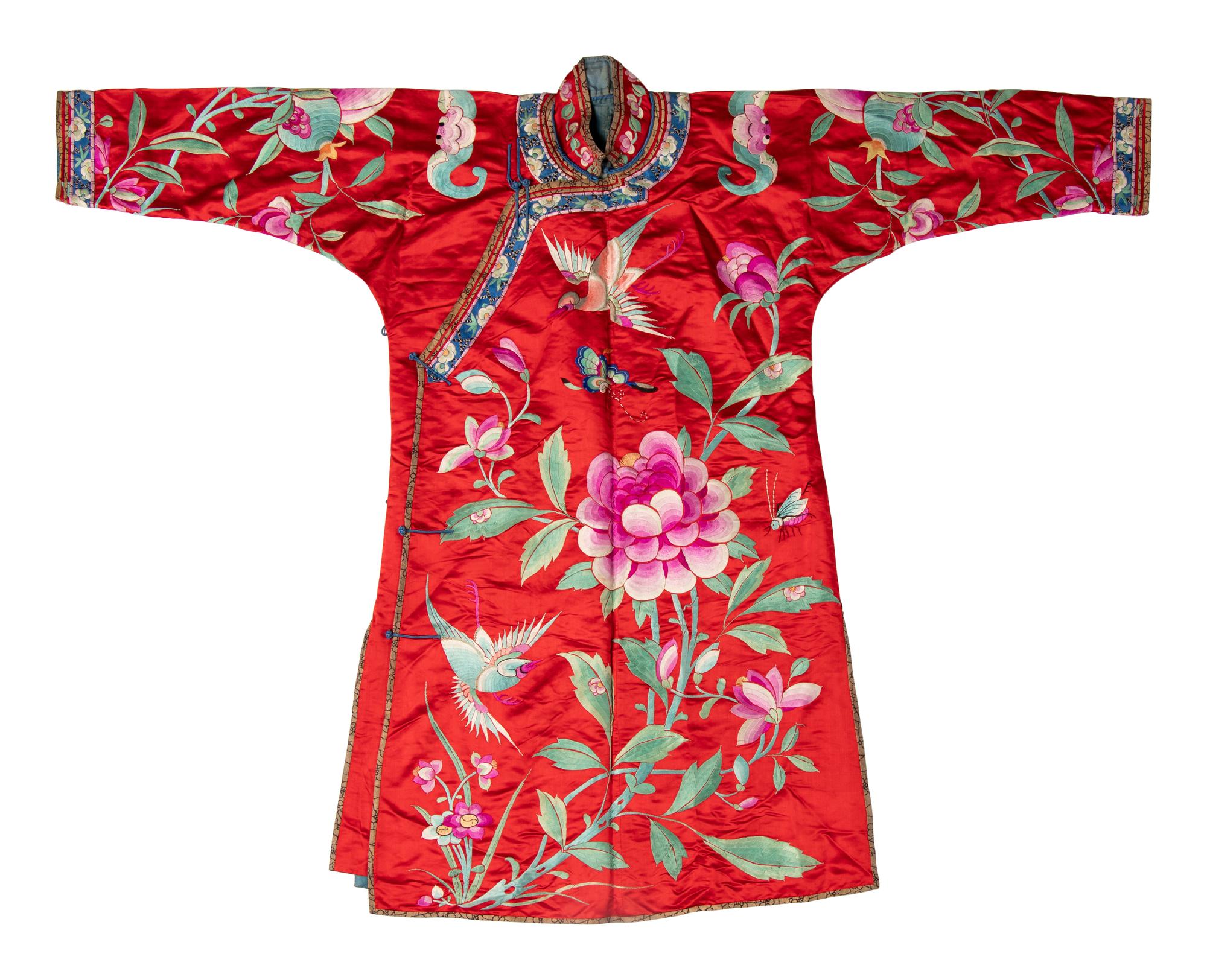 Two Chinese Embroidered Silk Lady's Robes, Late Qing/Republic Period
