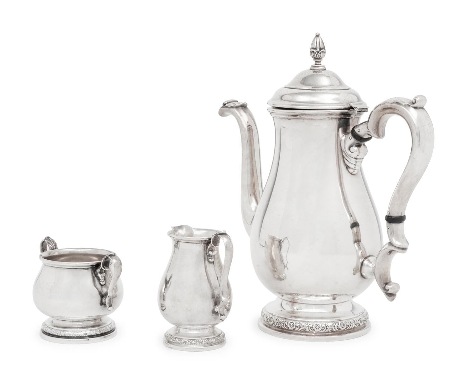 An American Silver Three-Piece Coffee Service