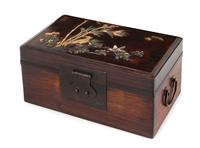 A Harstone Embellished Hardwood Chest Length 13 1/2 inches.