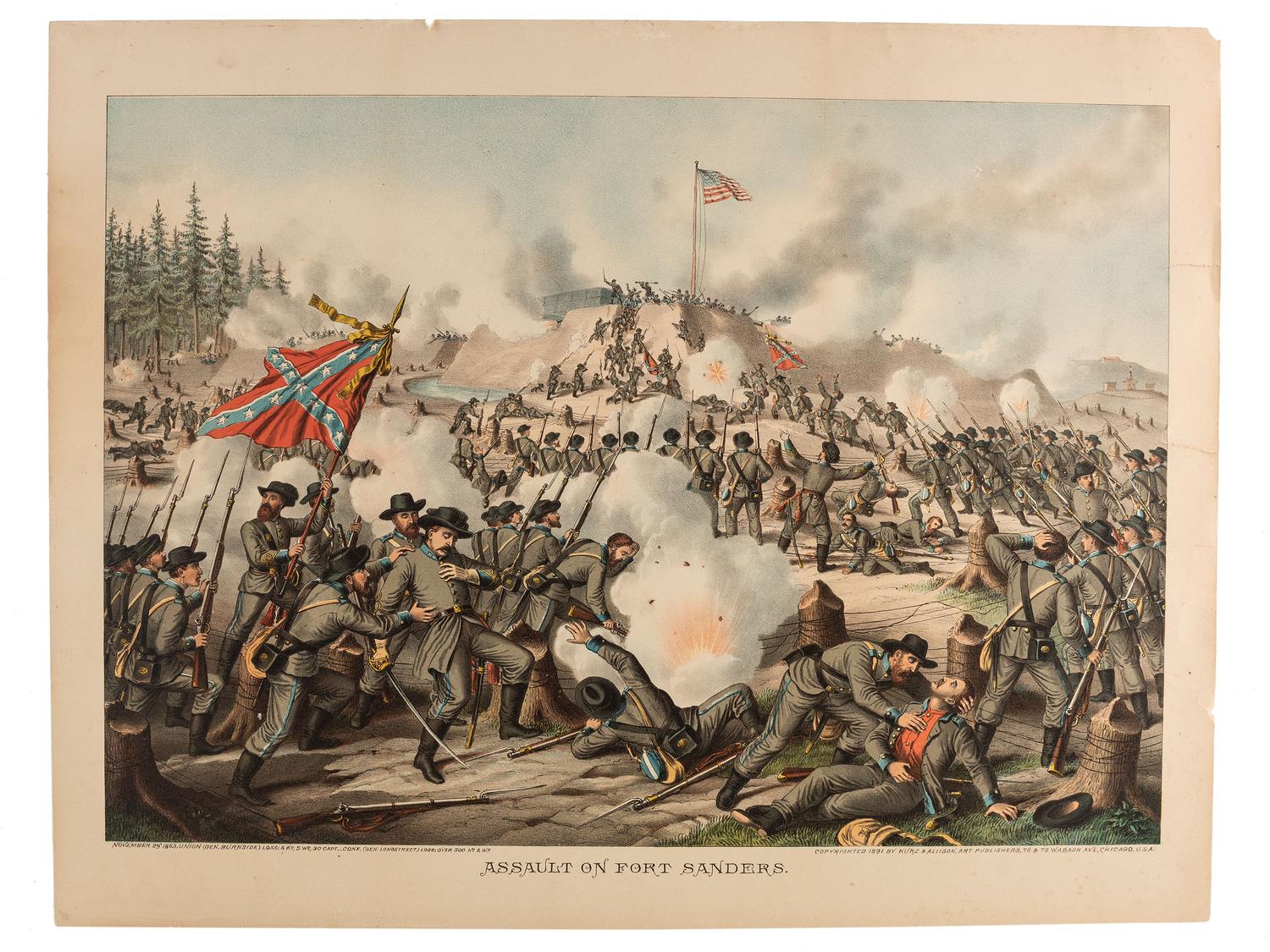 [CIVIL WAR]. A group of 7 lithographs by Kurz & Allison and Currier & Ives, comprising: