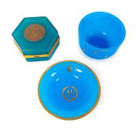 Three Napoleonic Blue Opaline Glass Articles — 19TH CENTURY