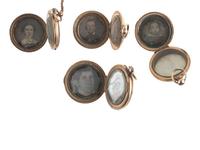 [EARLY PHOTOGRAPHY]. 18 daguerreotypes housed in 9 lockets.