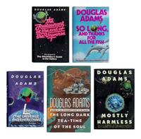 ADAMS, Douglas (1952-2001). A group of 5 SIGNED FIRST EDITION novels by Adams, including 4 books from the Hitchhiker’s Guide series, comprising:
