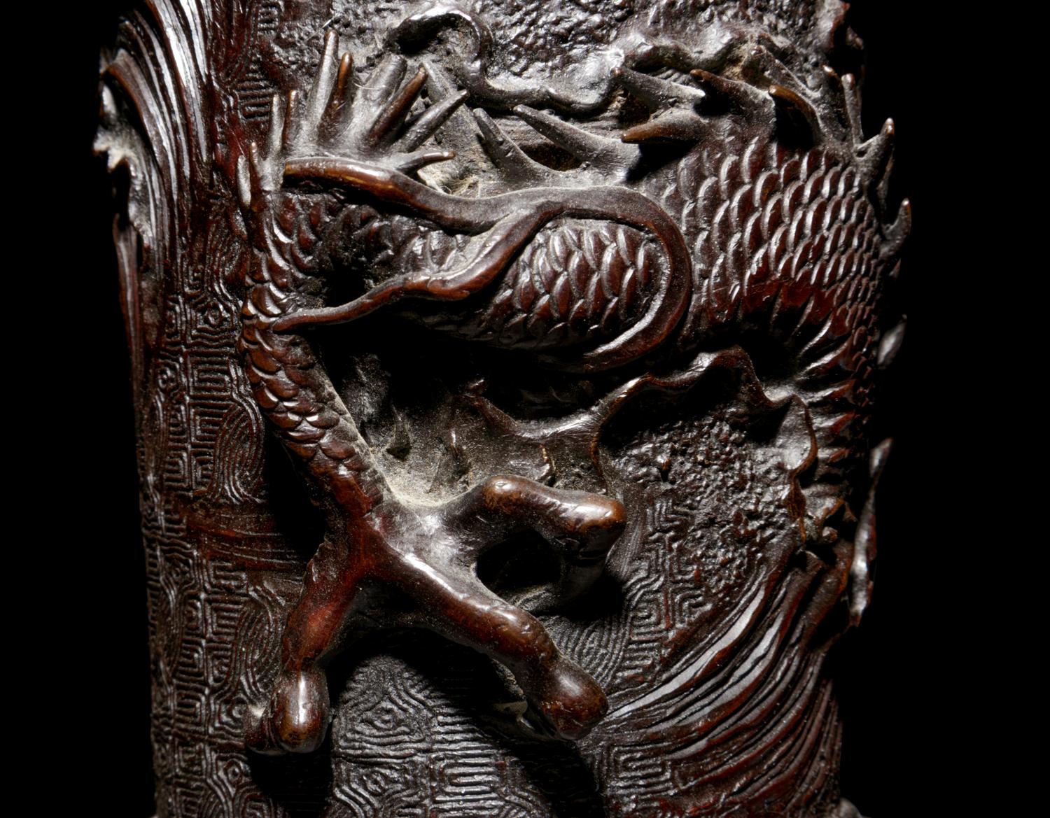 A Pair of Bronze Dragon Vases
