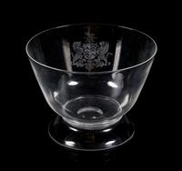 Steuben, a glass bowl, of footed form with engraved armorial