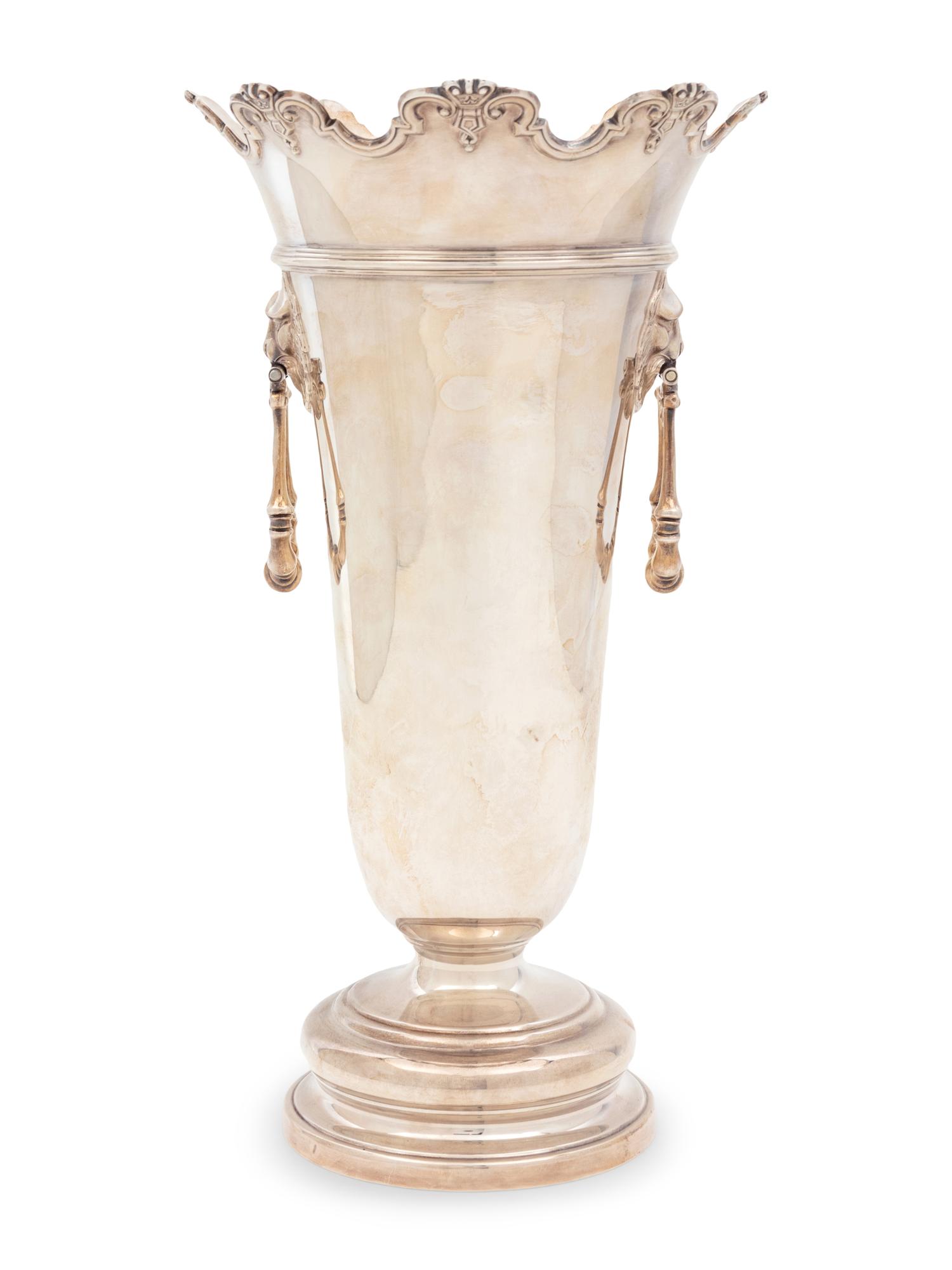An English Silver Trumpet Vase