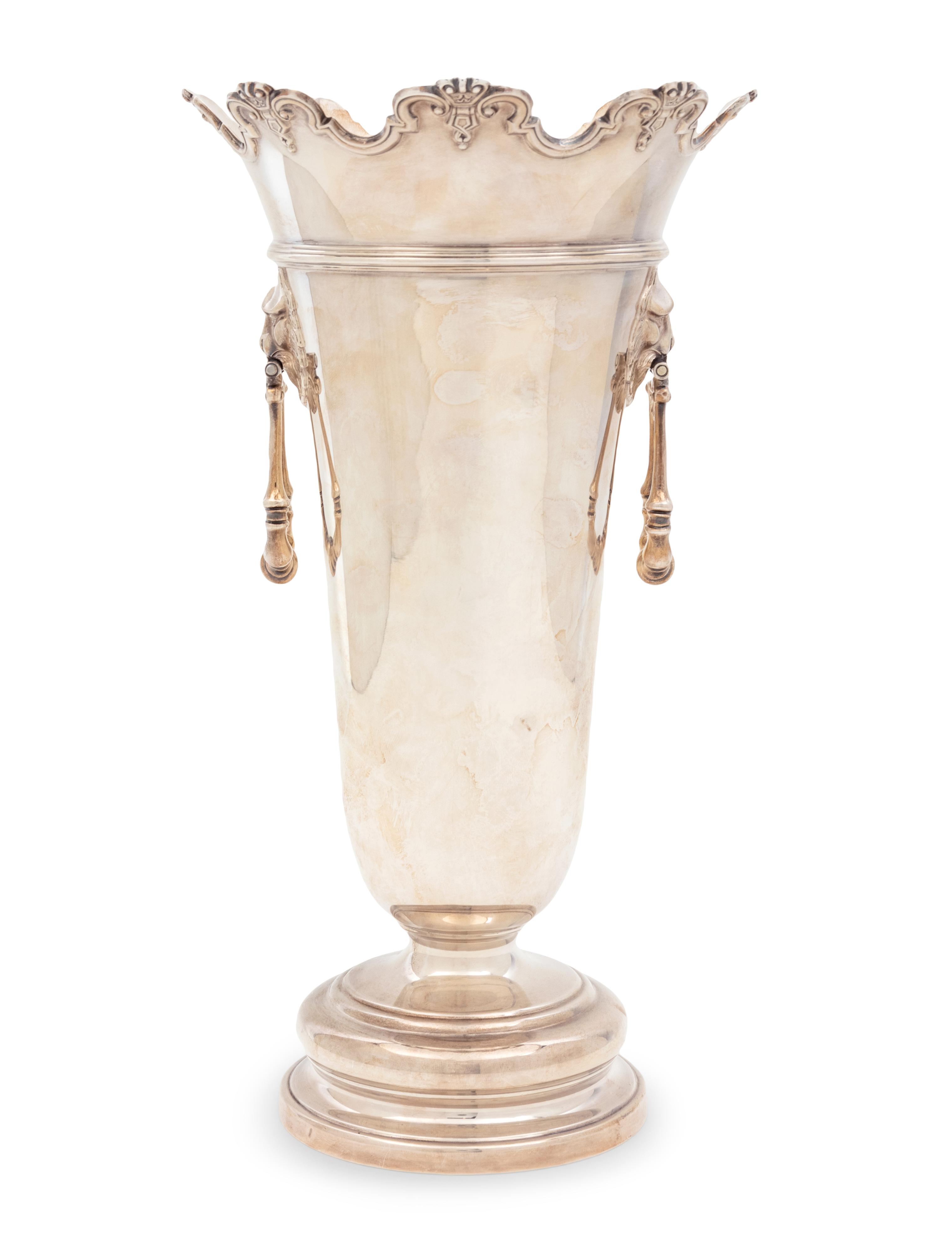 An English Silver Trumpet Vase
