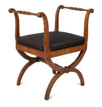 A Continental Walnut Curule Bench — 19TH CENTURY