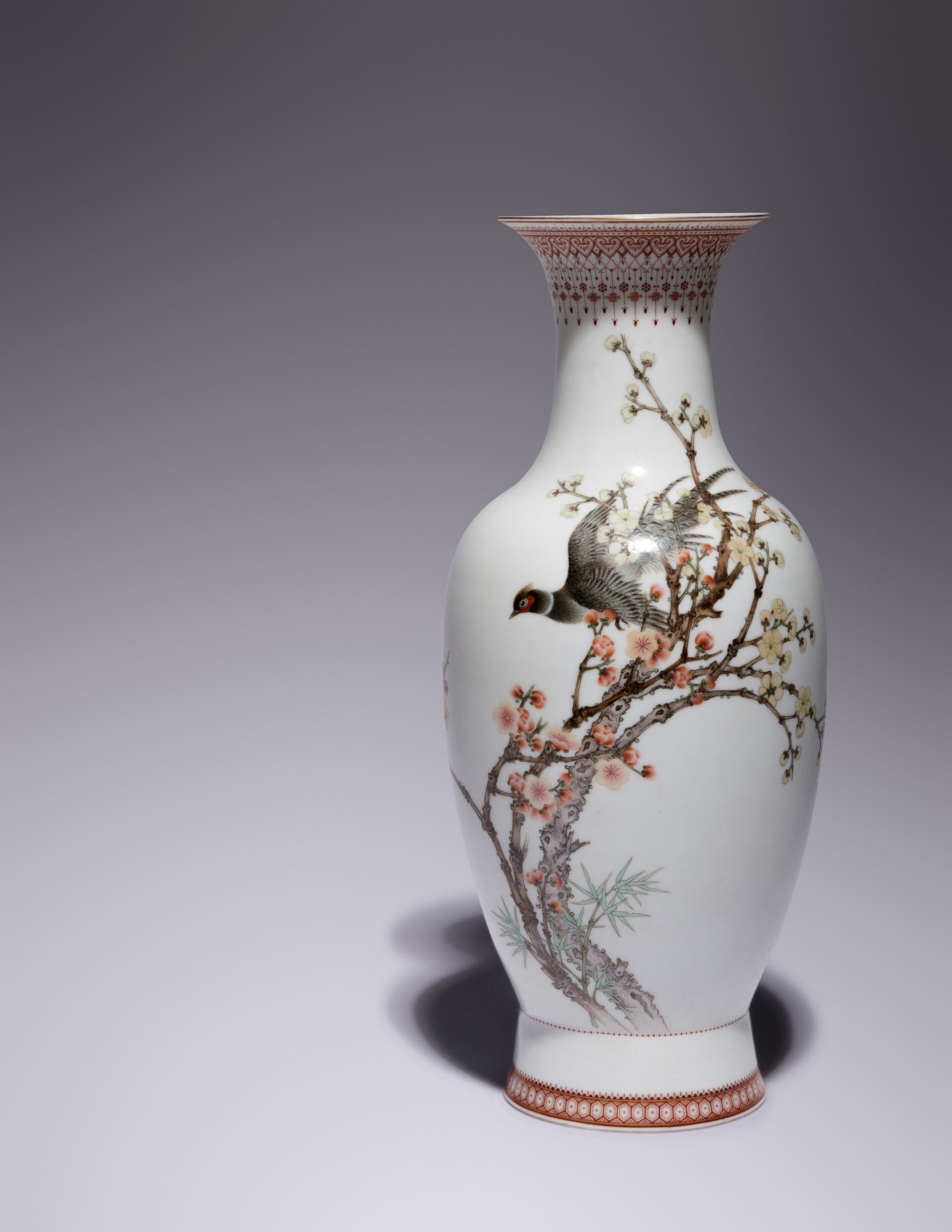A Famille Rose Eggshell Porcelain Vase