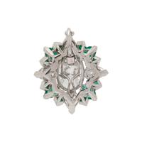 DIAMOND, EMERALD AND PLATINUM RING PENDANT