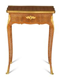 A Louis XV Style Gilt Metal Mounted Parquetry Dressing Table