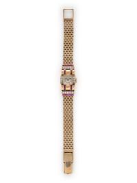 RETRO, MONTROSE, YELLOW GOLD, DIAMOND, AND SYNTHETIC RUBY WATCH