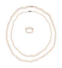 A Collection of 14 Karat Gold and Cultured Pearl Jewelry,
