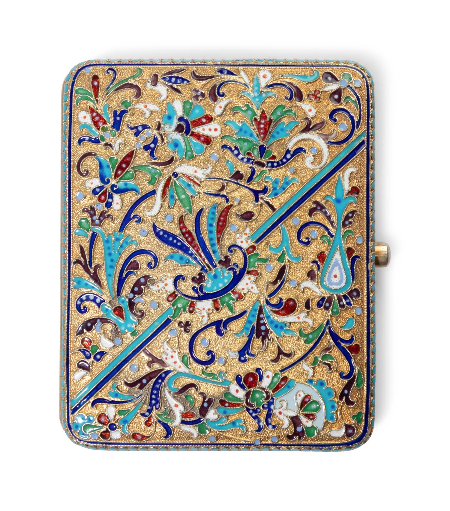 A Russian Silver-Gilt and Enamel Cigarette Case