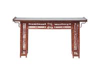 A Chinese Bamboo and Lacquered Wood Side Table, Qiaotou'an