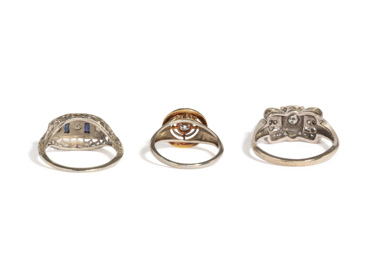 ART DECO, COLLECTION OF WHITE GOLD AND DIAMOND RINGS