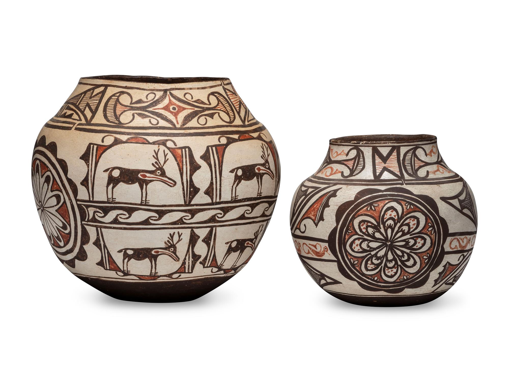 Zuni Polychrome Pottery Jars