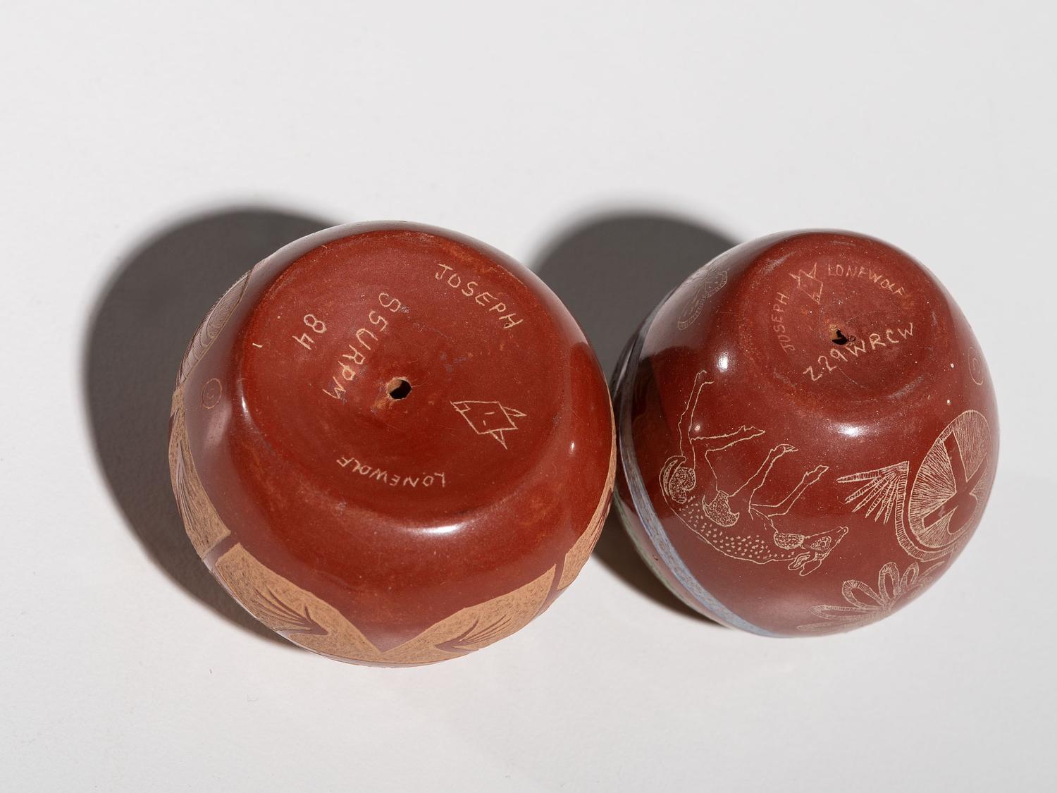 Miniature Sgraffito Pottery Seed Jars