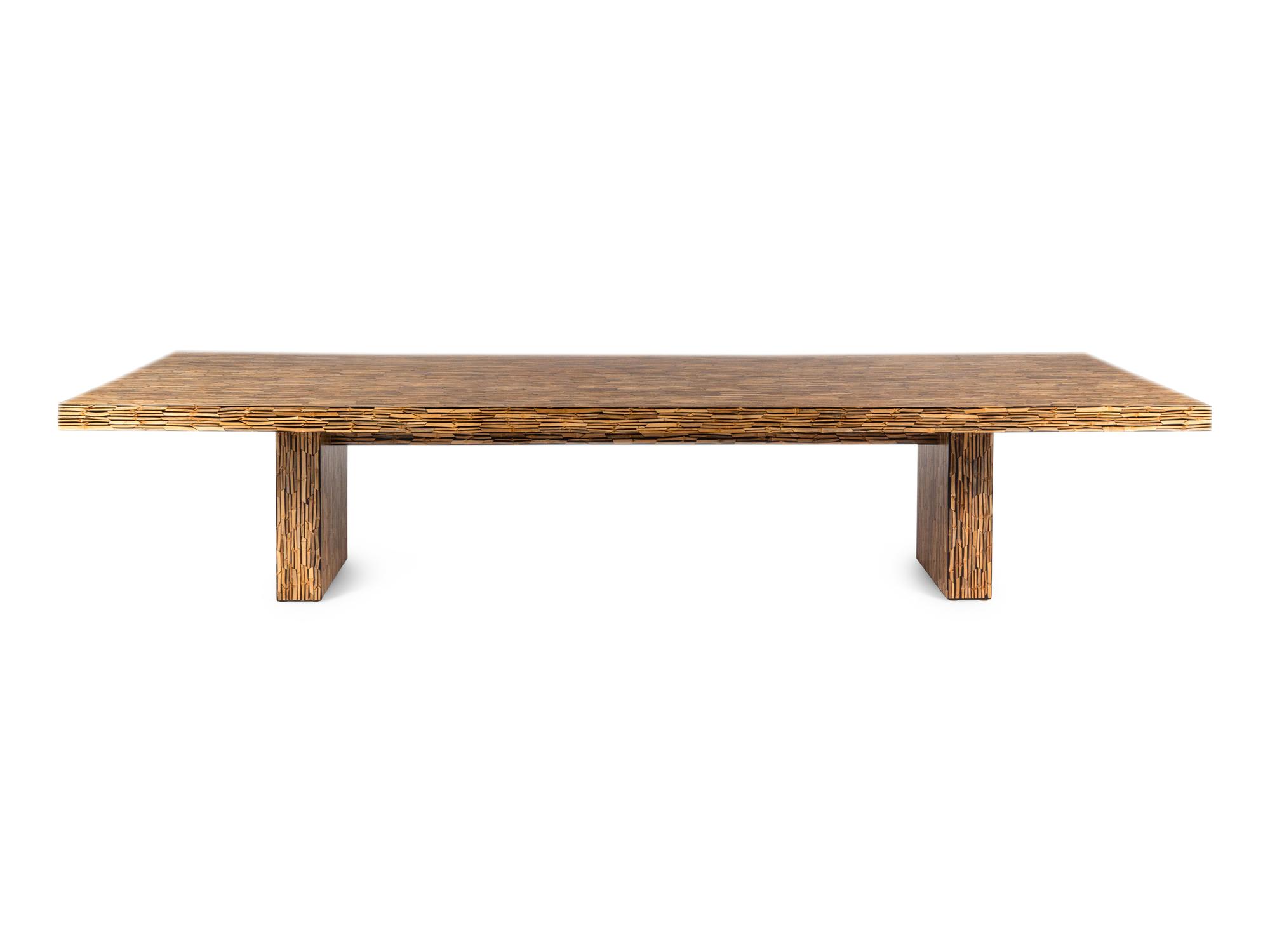 An R and Y Agousti Bamboo and Resin Veneered Dining Table
