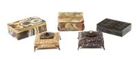 A Collection of Five Hardstone Boxes Length of largest 6 inches. — 20TH CENTURY