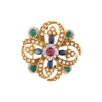 DIAMOND AND MULTIGEM BROOCH