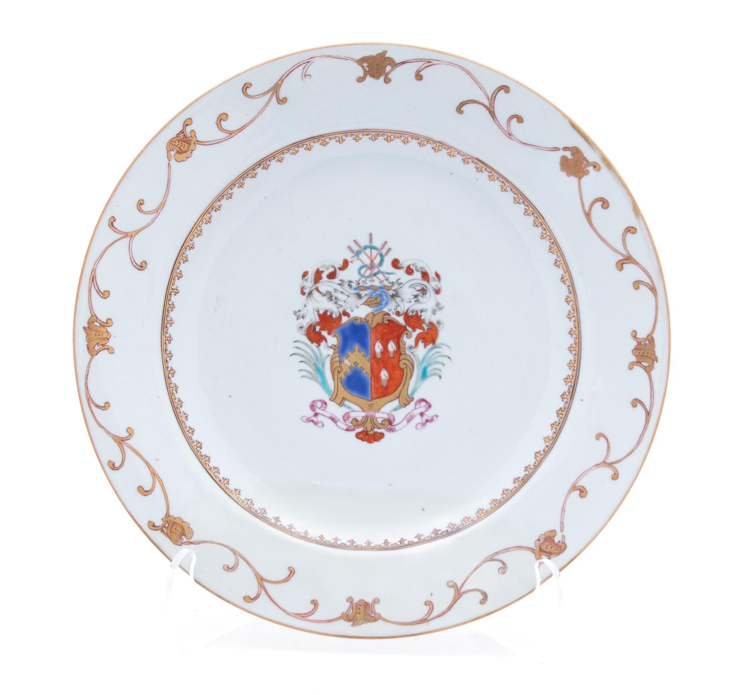 A Chinese Export Armorial Porcelain Plate