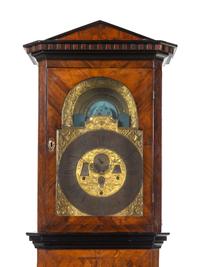 A German Parcel Ebonized Parquetry Case Clock