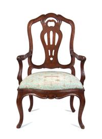 An Italian Walnut Armchair Height 41 3/4 inches.