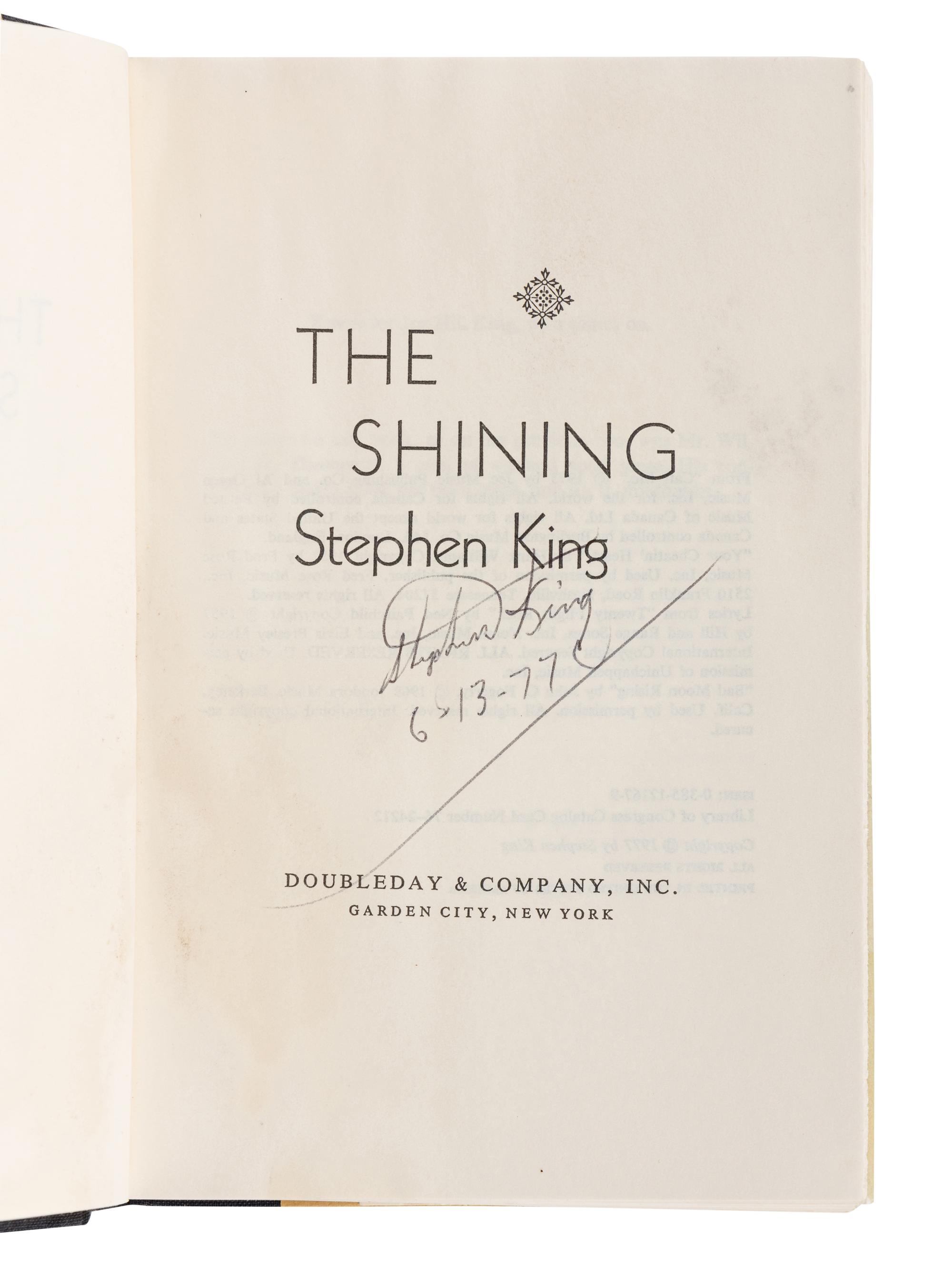 KING, Stephen (b. 1947). A group of 8 works by King, MOST FIRST EDITIONS, comprising: