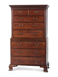 A George III Chinese Chippendale Walnut Chest-on-Chest