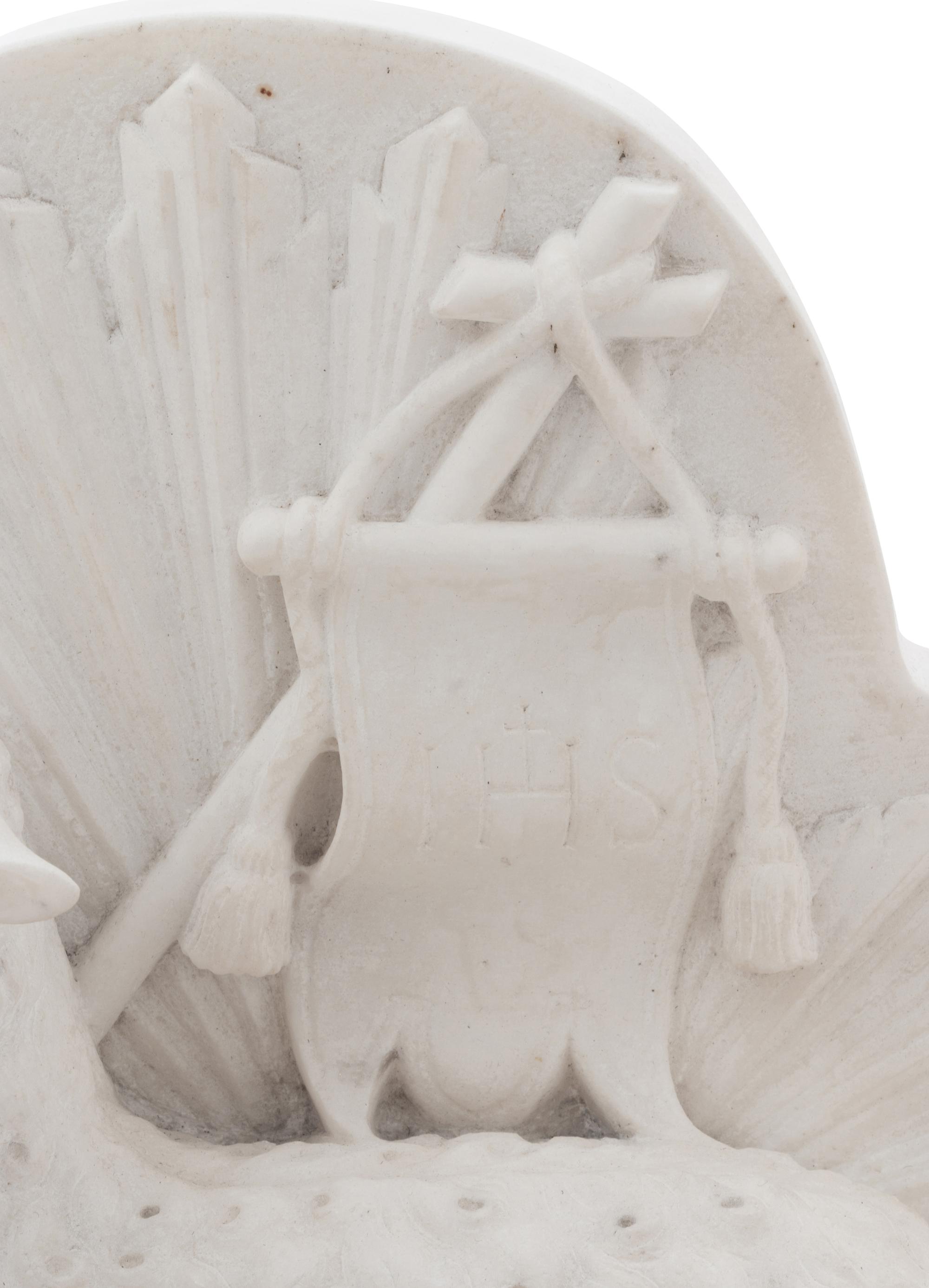 A Carved Marble Figural Group Allegorical of the Lamb of God