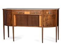 A Federal Figured Walnut and Birch Tambour and Bow-Front Sideboard