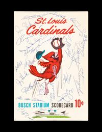 A Vintage Multi Signed St. Louis Cardinals Program Scorecard Featuring Casey Stengel