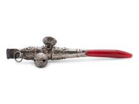 A Georgian Silver and Coral Baby Rattle and Whistle