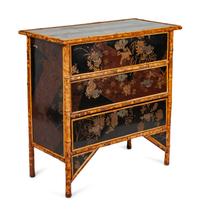 A Victorian Bamboo and Lacquer Chest of Drawers