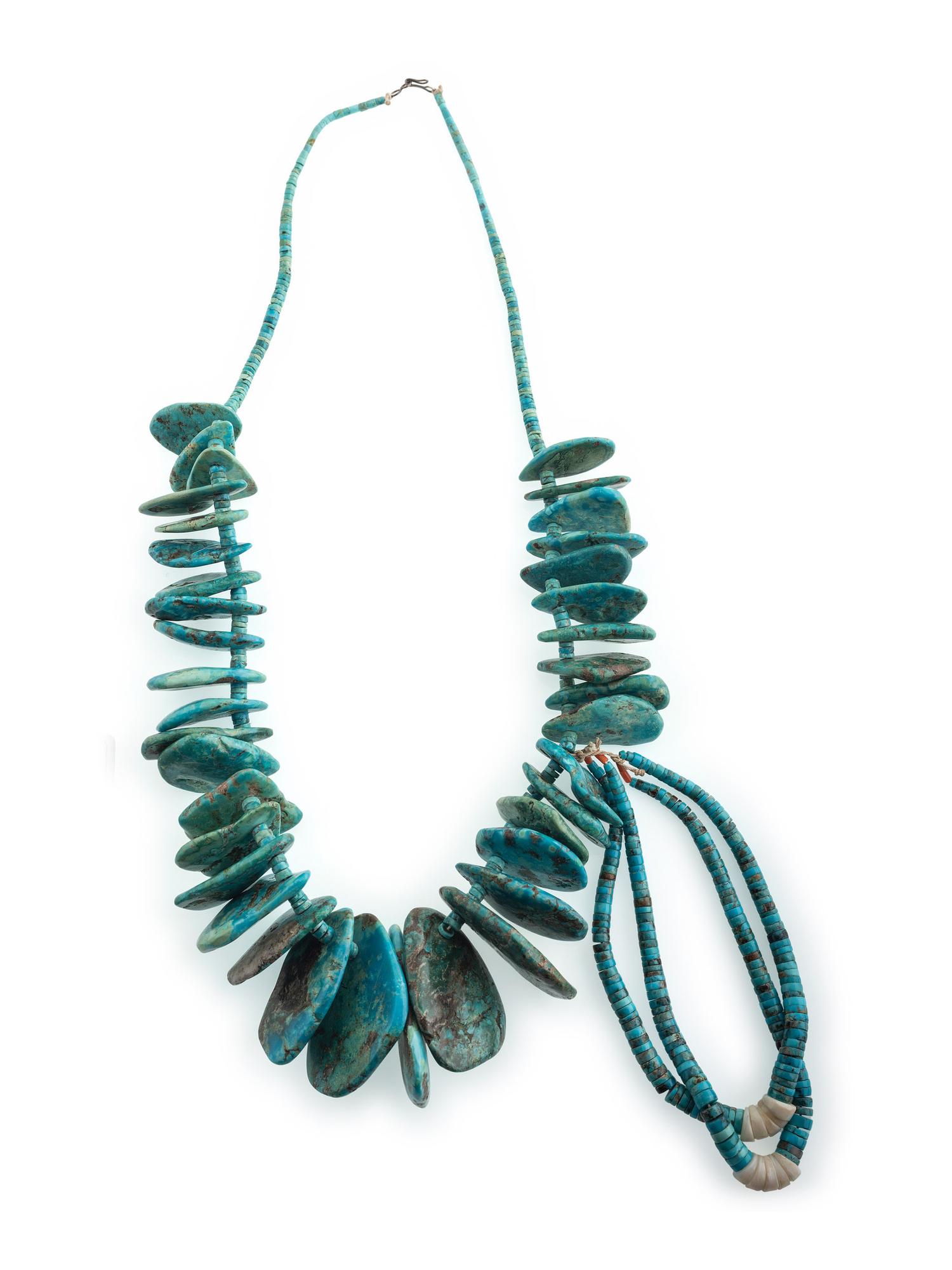 Large Pueblo Turquoise Tab Necklace, with Joclas