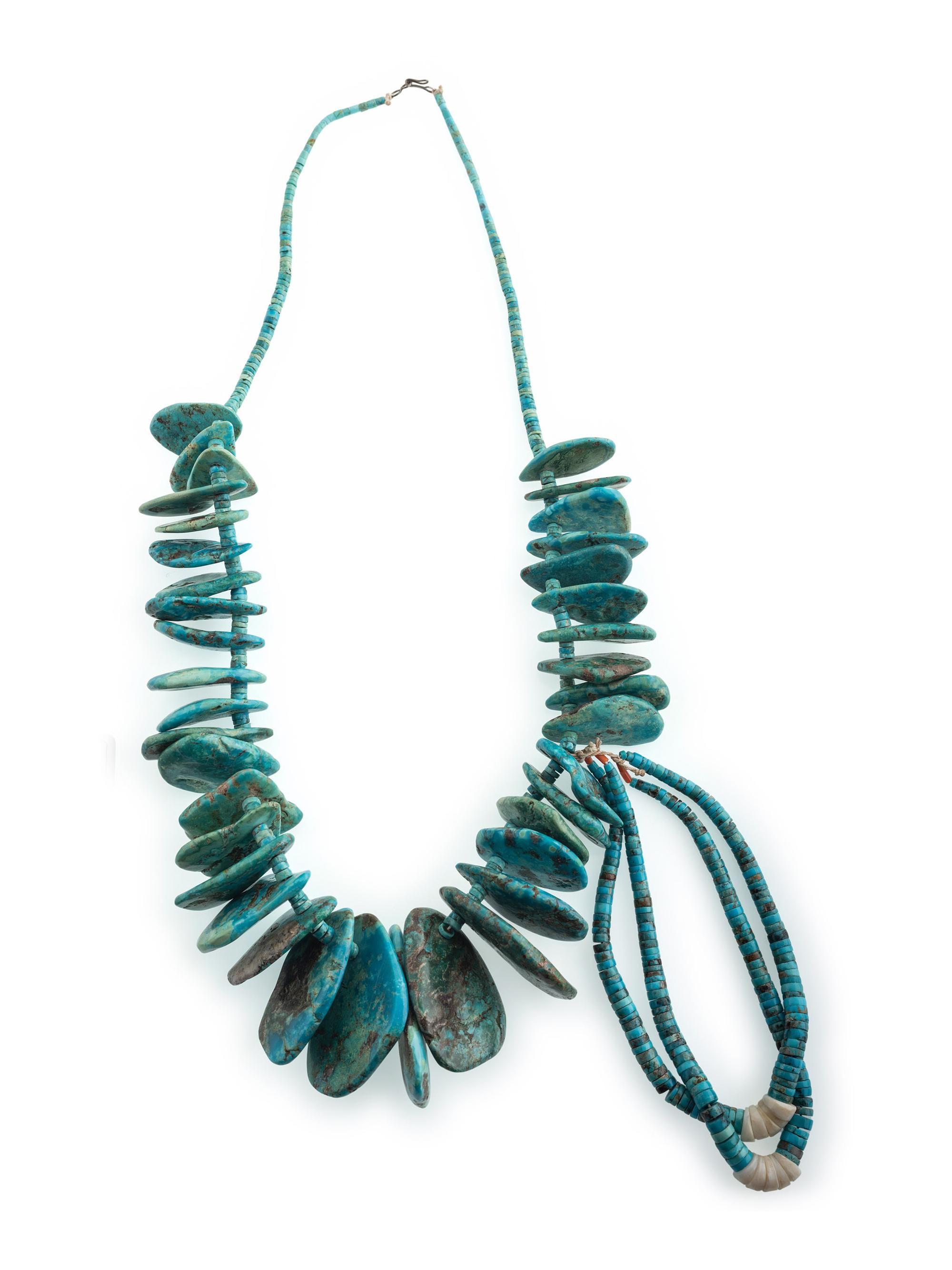 Large Pueblo Turquoise Tab Necklace, with Joclas