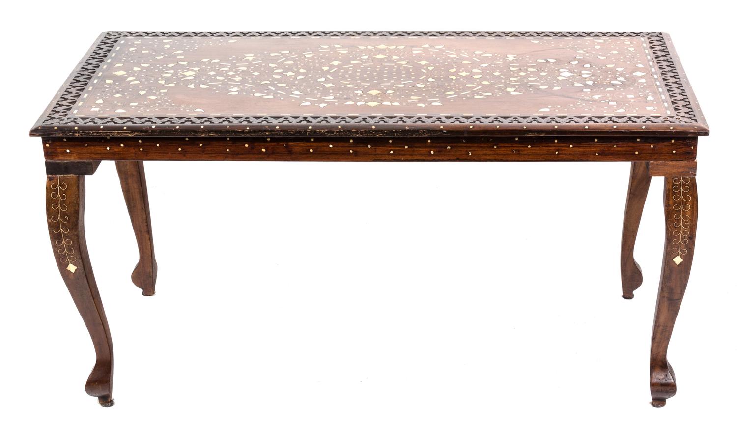 A Persian Bone-Inlaid and Hardwood Low Table Height 21 x width 42 x depth 21 inches. — 20TH CENTURY