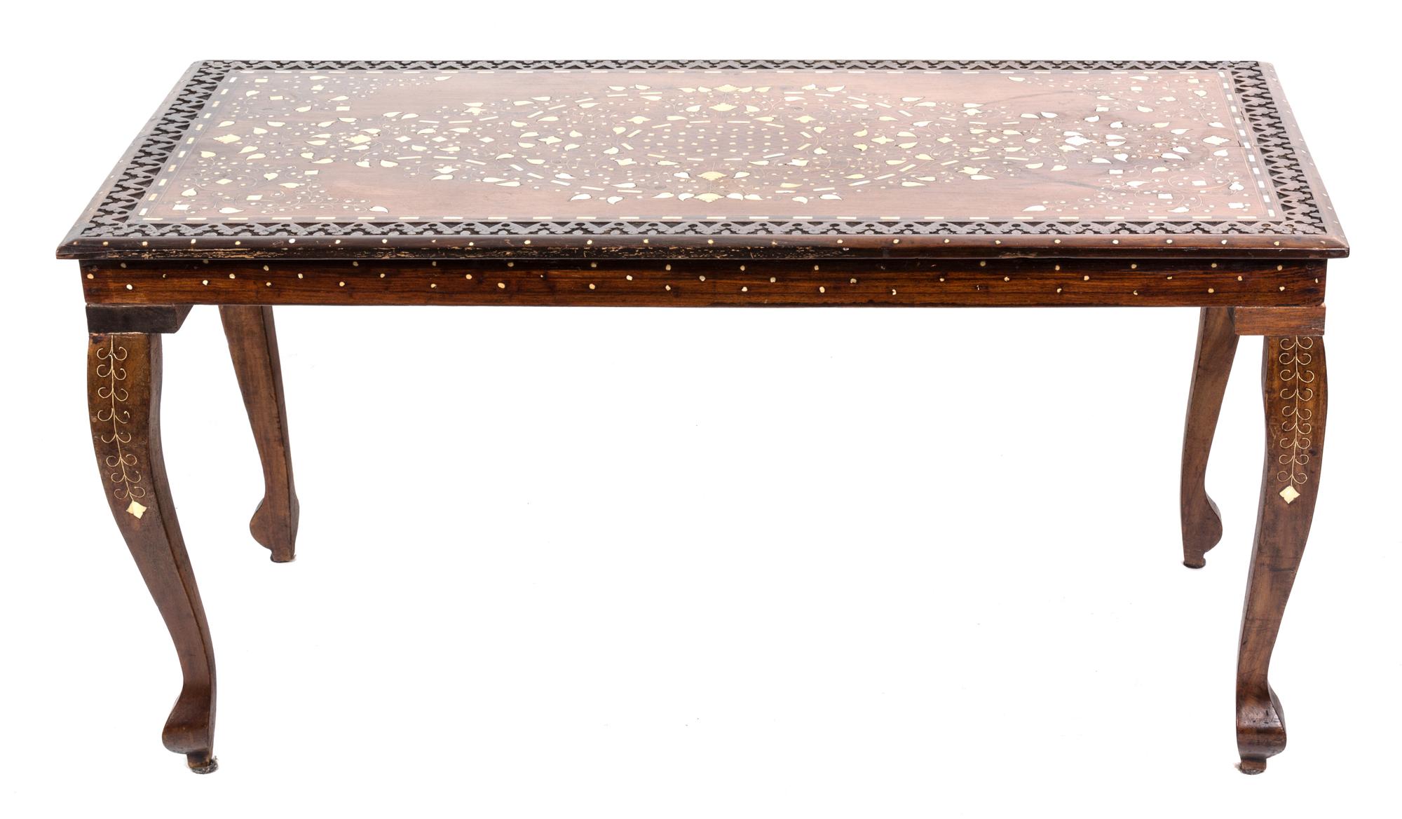 A Persian Bone-Inlaid and Hardwood Low Table Height 21 x width 42 x depth 21 inches. — 20TH CENTURY