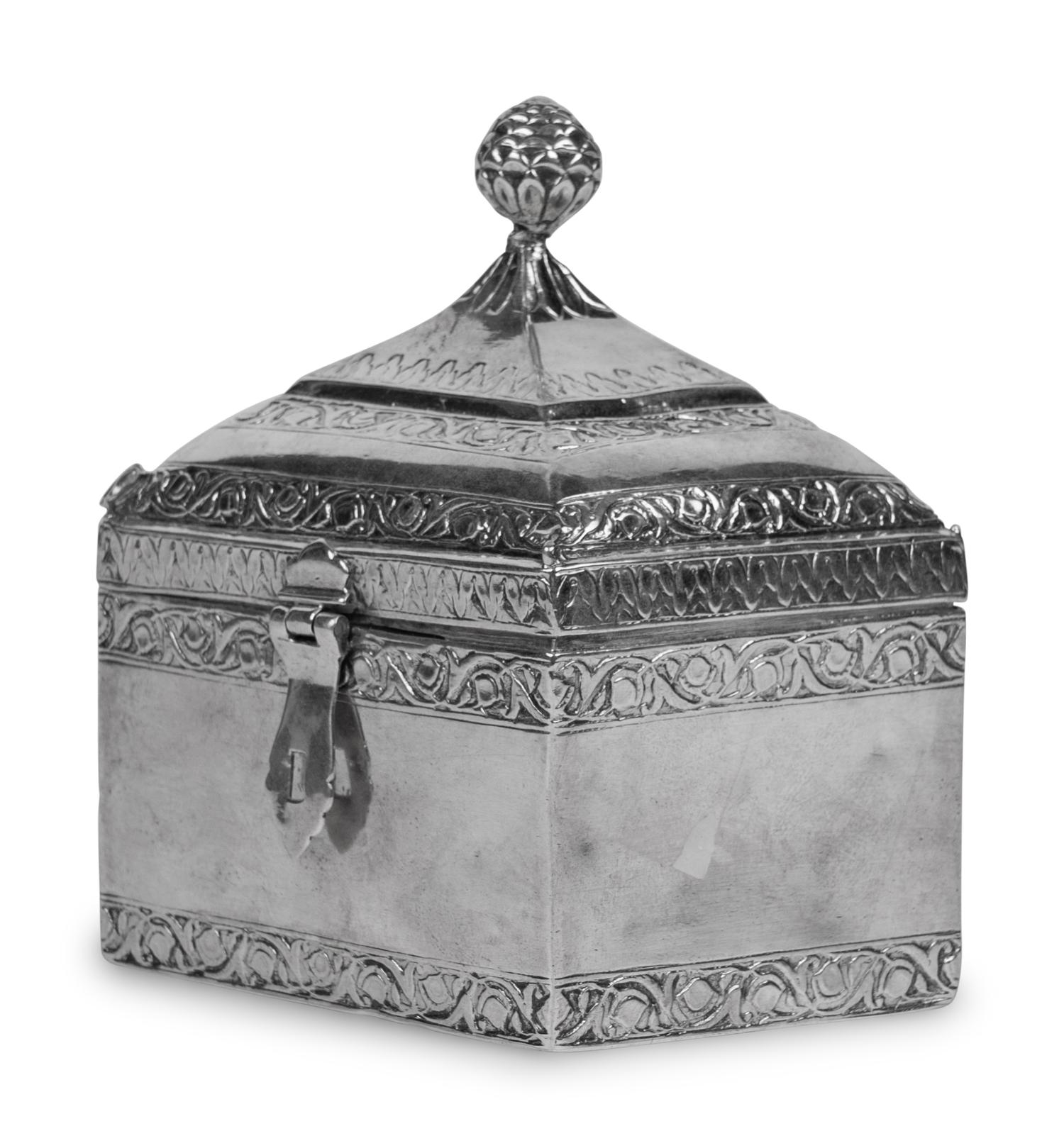 An Indian Silver Scent Flask Caddy
