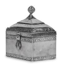 An Indian Silver Scent Flask Caddy