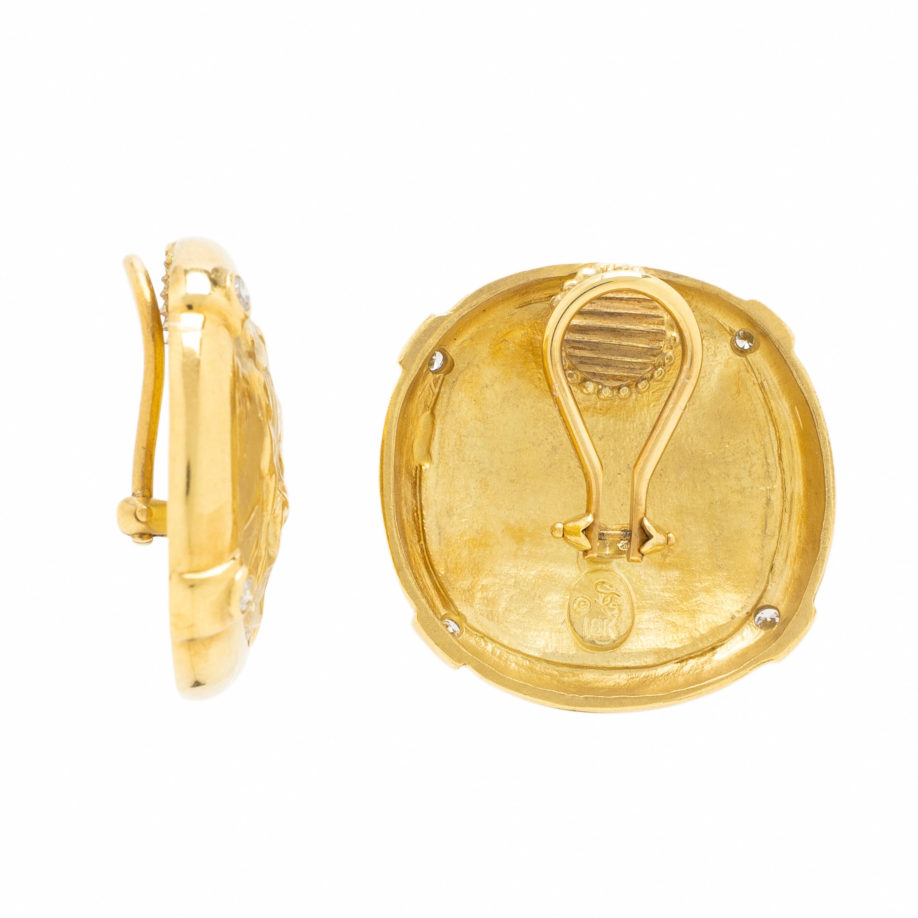 SeidenGang, 'Athena', Yellow Gold and Diamond Earrings